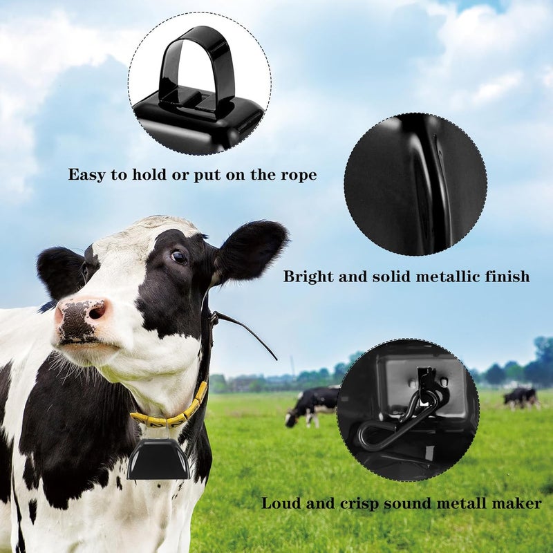 HEYLEAYAR 3Inch Cowbells for Sporting Events,12Pcs Metal Cow Bells Bulk Loud Noise Makers Cow Bell with Handle for Cheering Football Games Spirit Marathon Weddings Party Noisemakers, Black - Image 3